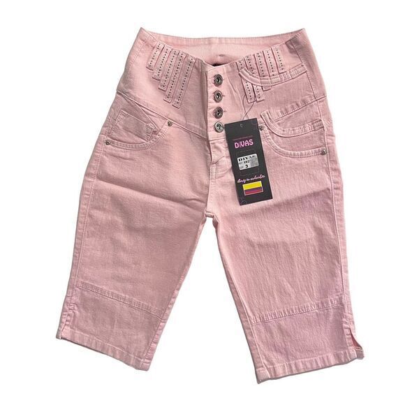 Divas Butt Lifter Bermuda Women's Light Pink Size 3 Stretch High‎ Waist - Picture 1 of 13